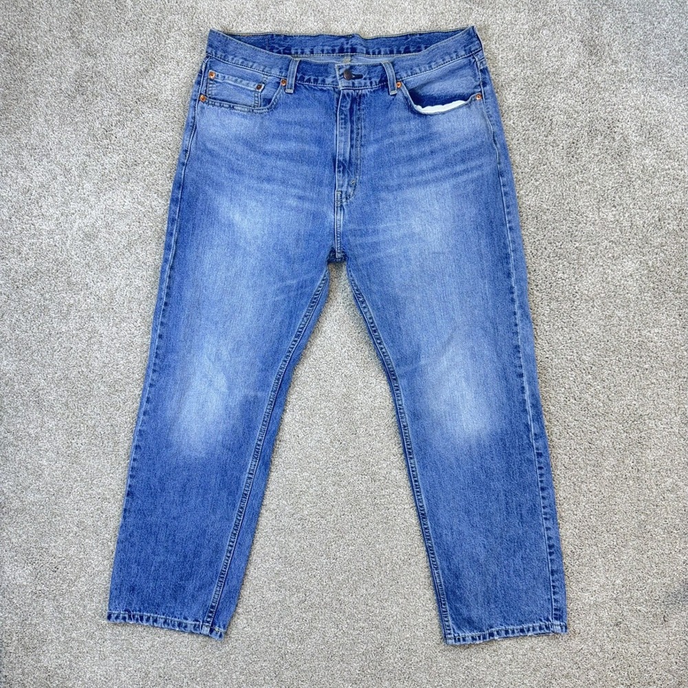 Levi Strauss 505 Jeans Mens 38x30 Straight Fit Blue WaterLess Cotton Denim